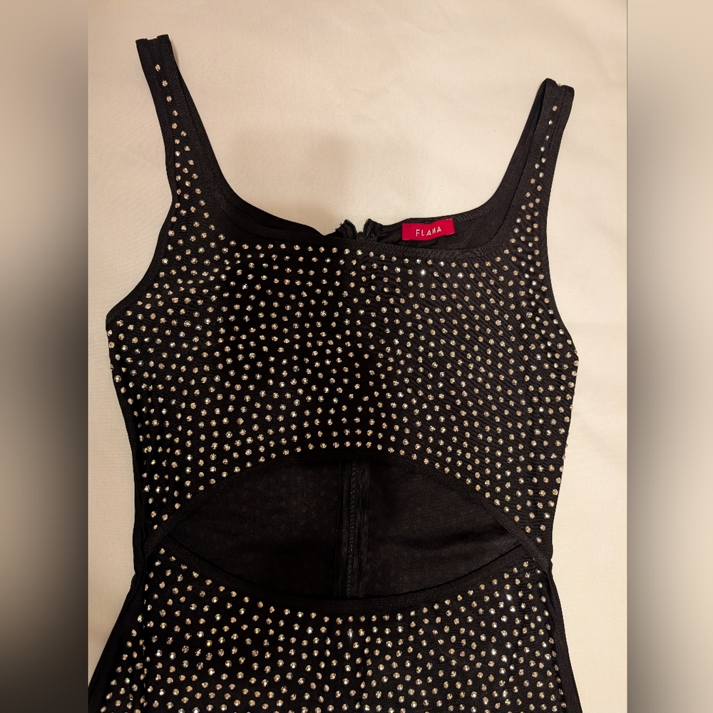 NWT Hot Miami Styles Sparkly Rhinestone Cut-Out Women's Jumpsuit - Picture 5 of 12